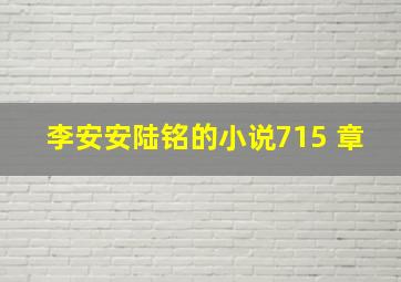 李安安陆铭的小说715 章